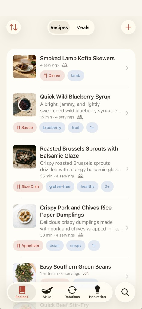 Recipe library in Forked